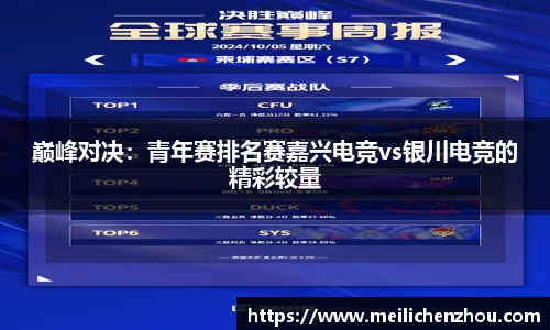 巅峰对决：青年赛排名赛嘉兴电竞vs银川电竞的精彩较量